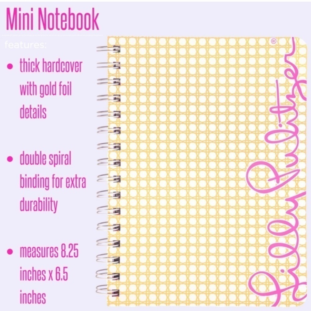 NWT Lilly Pulitzer Mini Notebook Gold Metallic Caning - Picture 2 of 3